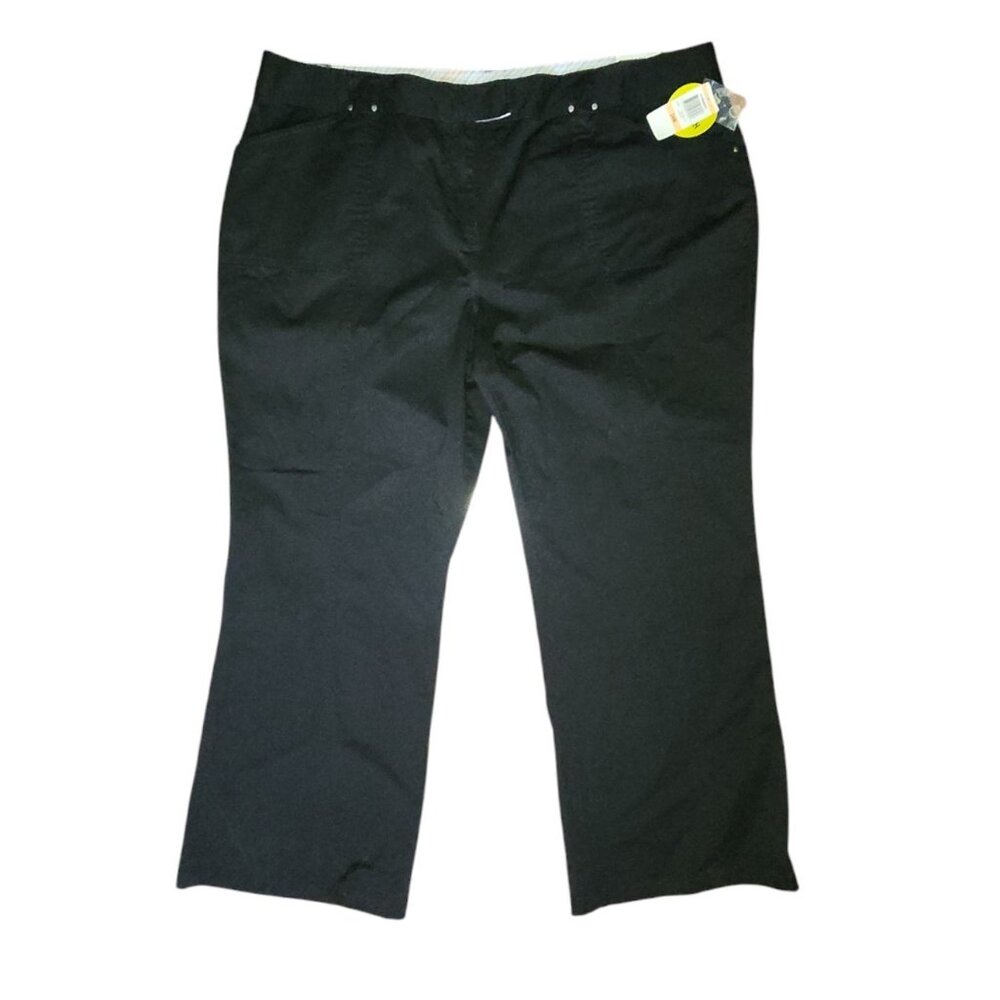 Style & Co Pants Womens Plus‎ Size 24W Solid All Black Bloomsbury Flared Leg New